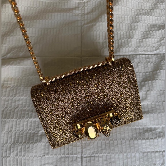 Alexander McQueen Gold Jewelled Crystal Bag - Picture 3 of 13